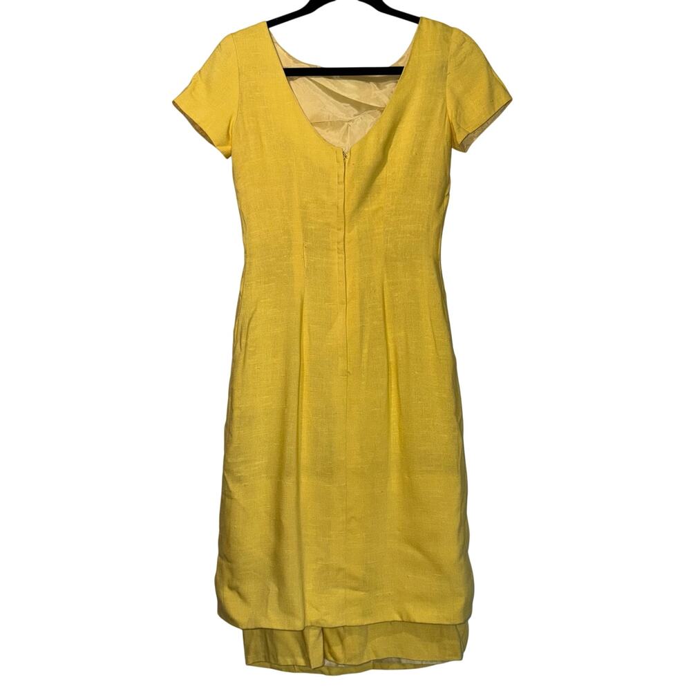 Lilli Diamond Vintage 60s Yellow Raw Silk Mod Wiggle Dress